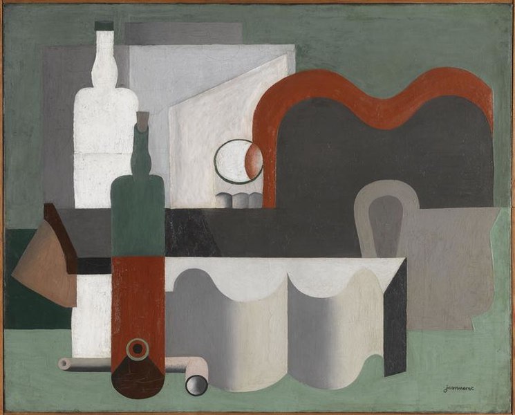Le Corbusier, 1921, Nature morte (Still Life), sơn dầu trên canvas, 54 x 81 cm, Musée National d'Art Moderne, Paris