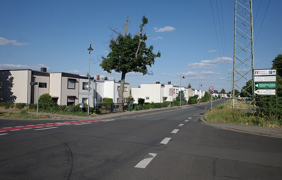 Một phần của Khu nhà ở Törten (Siedlung Dessau-Törten) do Gropius thiết kế (1926–1928)